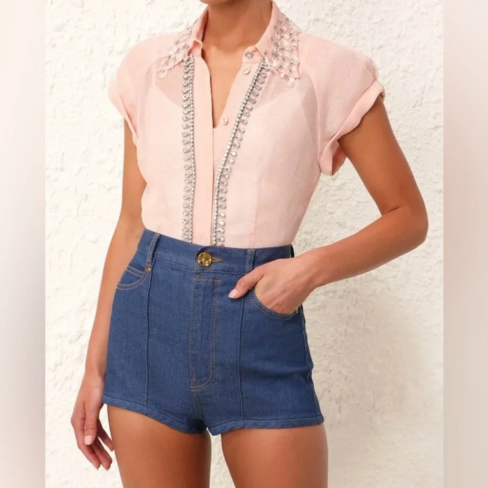 Zimmerman 🩷 Matchmaker Diamante Linen Blouse - Picture 9 of 12